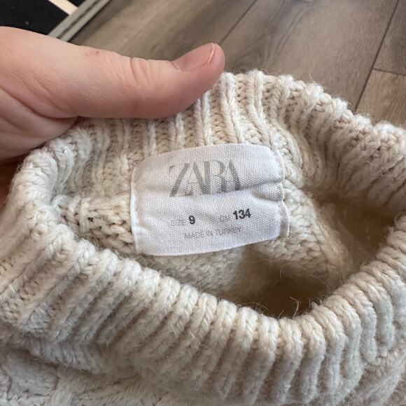 Zara Girls Ecru Cable Knit Sweater - Size 9 - Cream - Picture 5 of 7